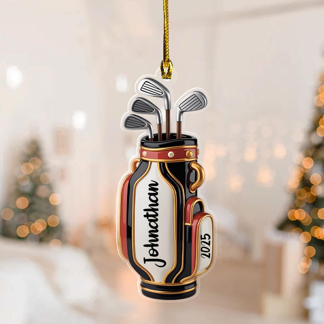 Personalized Golf Bag Xmas Ornament, Golf Keychain, Golf Accessories, Christmas Golf Gift
