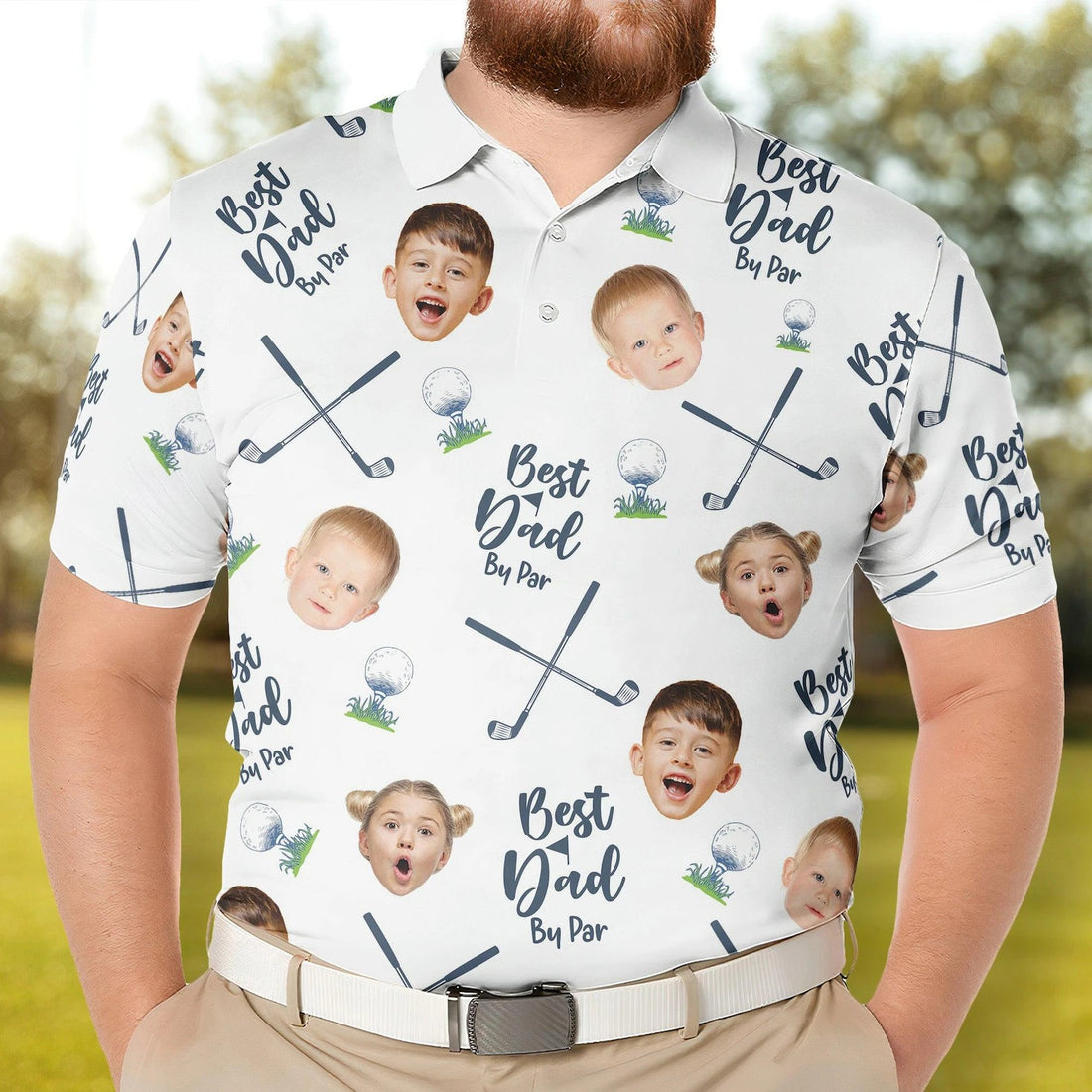 Best Dad By Par Custom Face Golf Shirt, Funny Golf Polo Shirt, Dad Golf Gifts