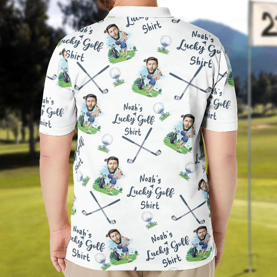 Lucky Golf Shirt Custom Face Golf Shirt, Funny Golf Polo Shirt, Christmas Golf Gift