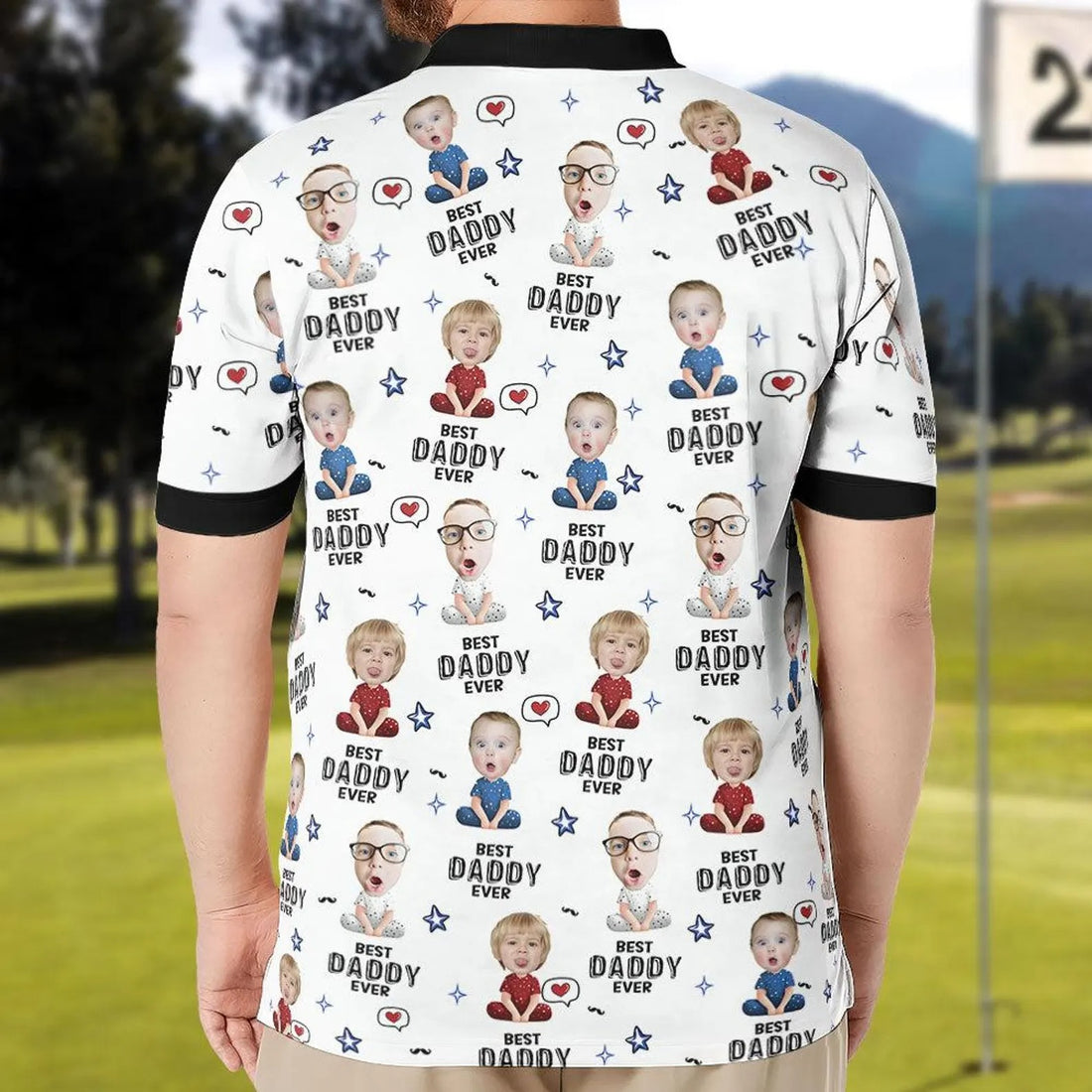 Best Daddy Ever Custom Face Golf Shirt, Funny Golf Polo Shirt, Dad Golf Gift
