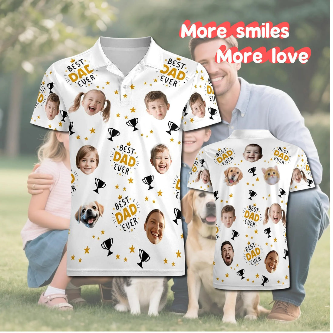 Best Dad Ever White Custom Face Golf Shirt, Funny Golf Polo Shirt, Dad Golf Gift