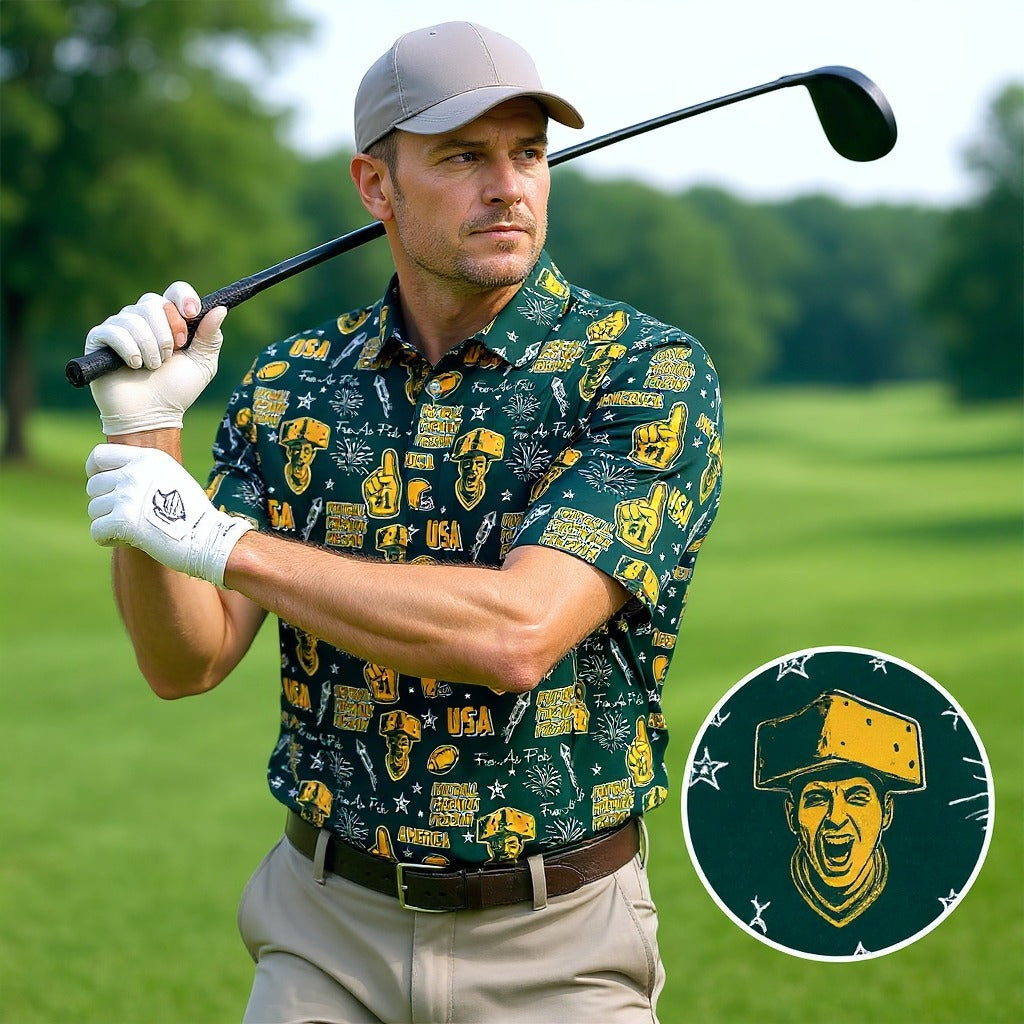 Cheesehead Dark Green And Gold Sport Polo, American Football League Gift Ideas For Football Fans