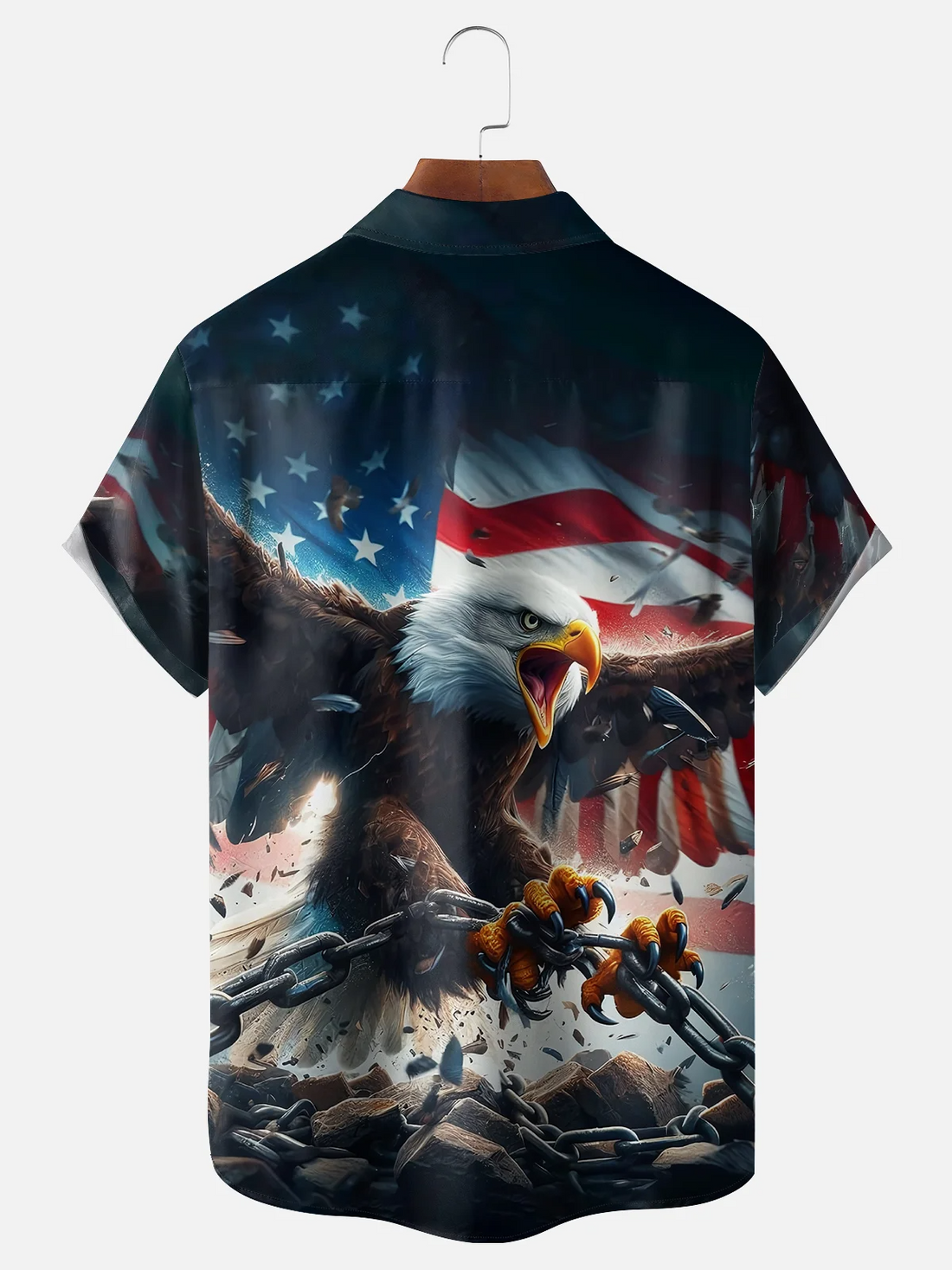 Avant-garde Bald Eagle Fantasy American Flag Hawaiian Golf Shirt, 250th Anniversary Tropical Vibe Men's Golf Shirt