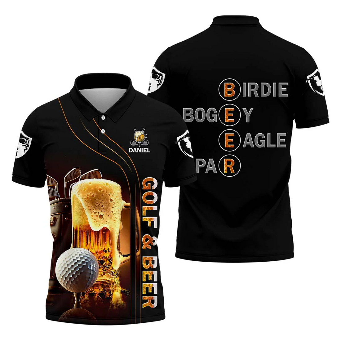 Golf And Beer Men's Golf Shirt, Mens Long Sleeve Golf Polo, Beer Golf Shirt, Fun Golf Shirts For Men
