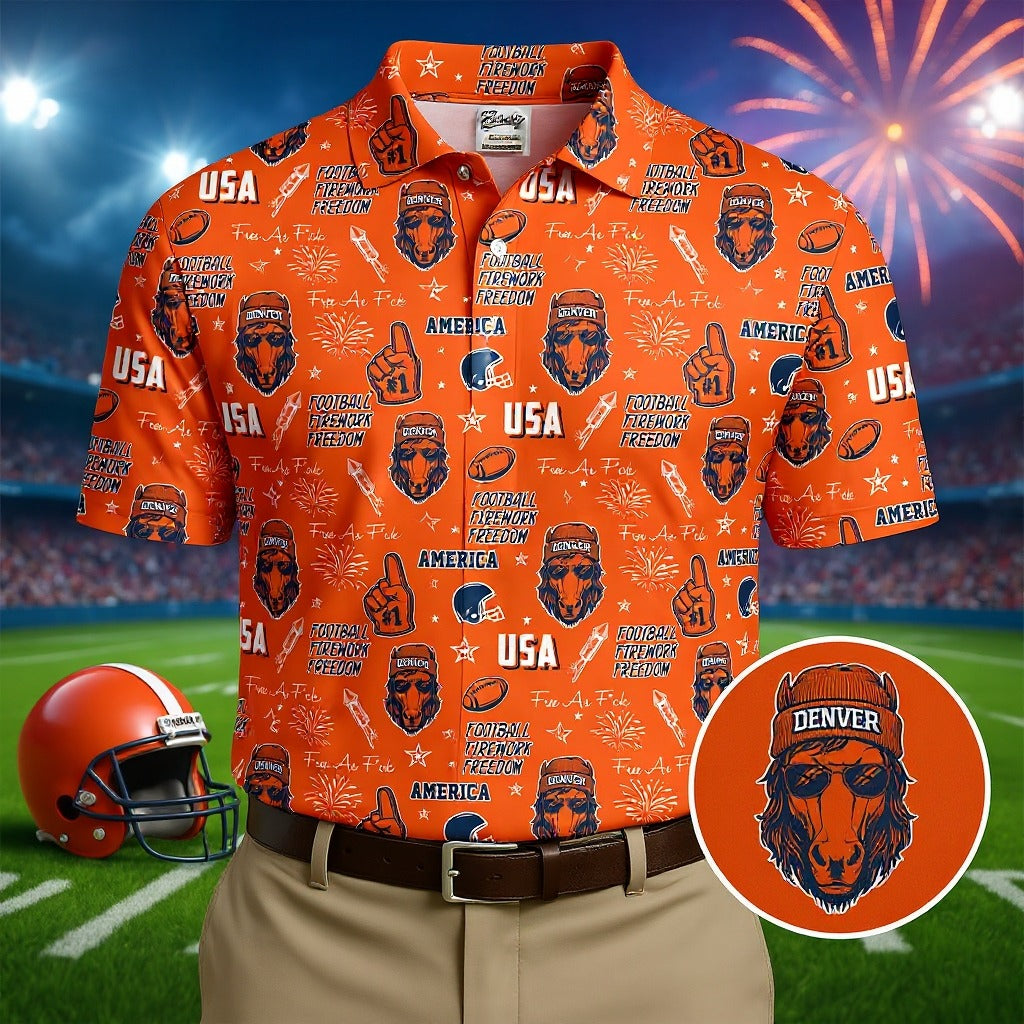 White Horse's Head Orange And Navy Sport Polo, American Football League Gift Ideas For Football Fans