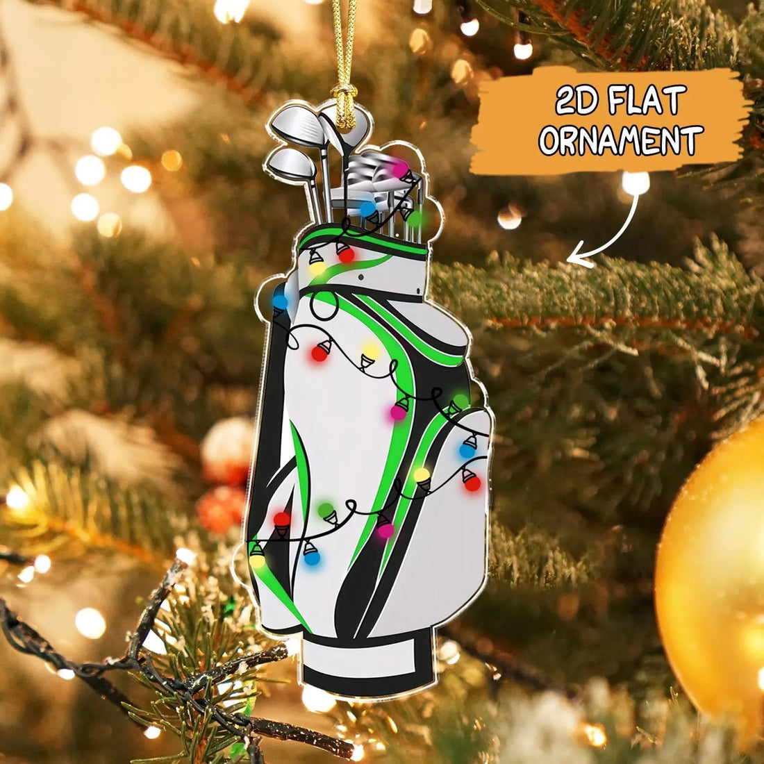 Custom Golf Bag Acrylic Ornament, Golf Keychain, Funny Golf Accessories, Golf Lover Gift, Christmas Ornament