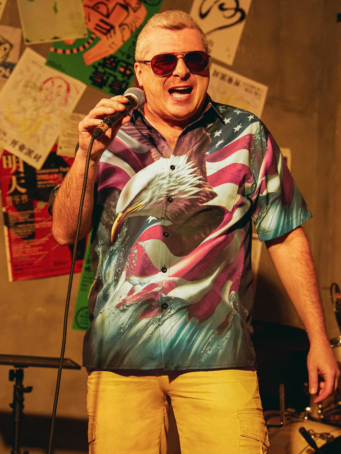 American Eagle USA Patriotic Hawaiian Golf Shirt, 250th Anniversary Tropical Vibe Men's Golf Shirt