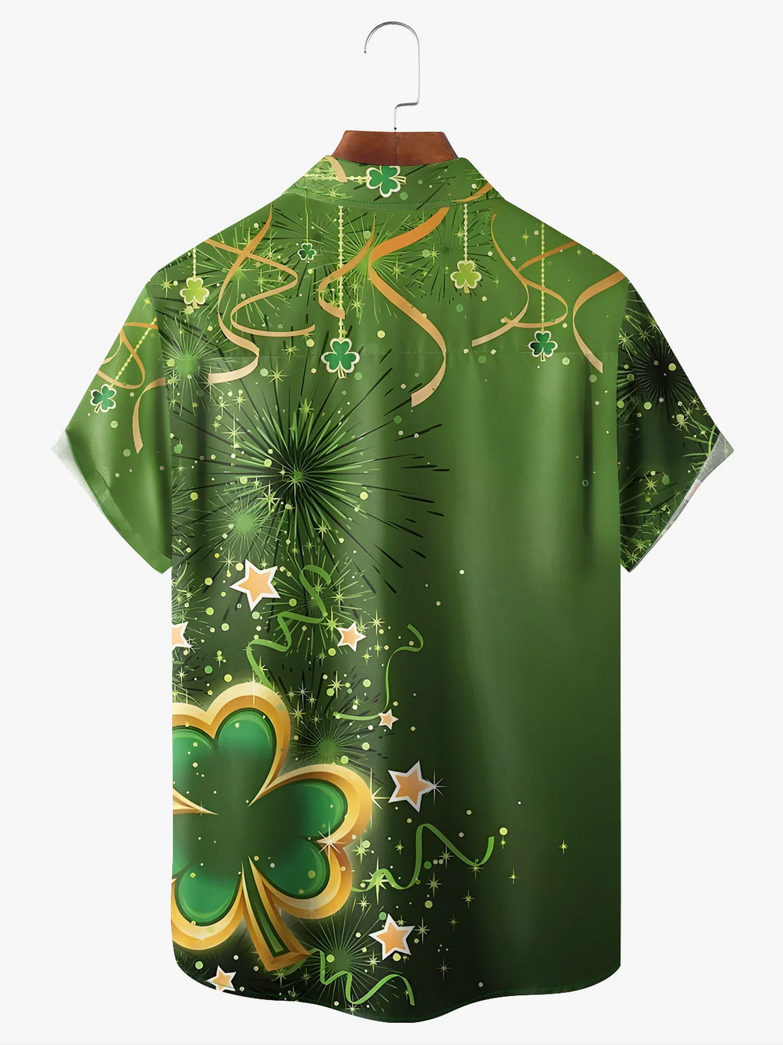 Green St. Patrick's Day Luck By Alice Meow Hawaiian Golf Shirt, Tropical Vibe Men's Golf Shirt