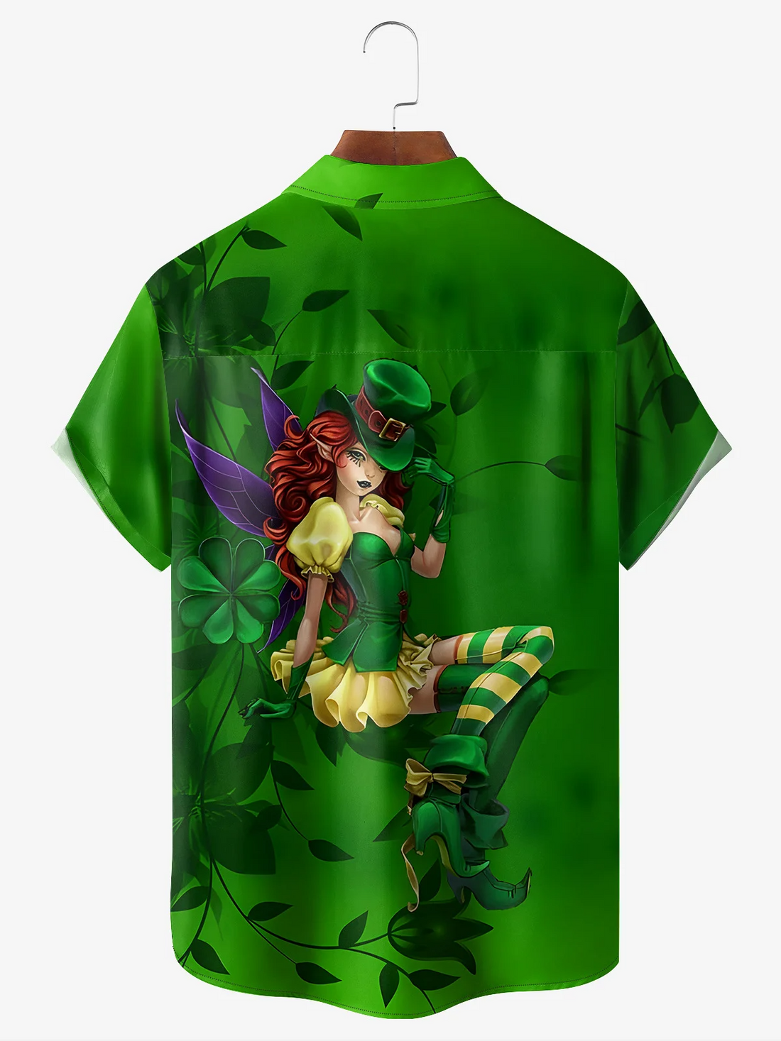 Green St. Patrick's Day Lucky Clover Beauty Hawaiian Golf Shirt, Men's Golf Shirt, Tropical Vibe Golf Polo Shirts