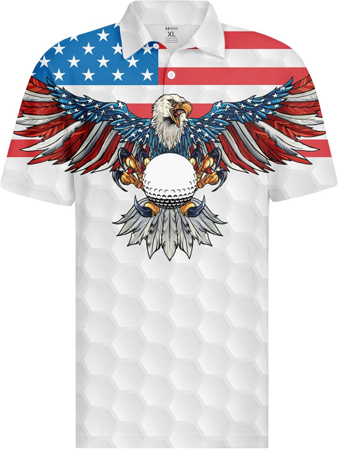 American Flag Eagle Shirt Patriotic Golf Polo Shirts, Golf Gift For Men, Golf Shirts For Men