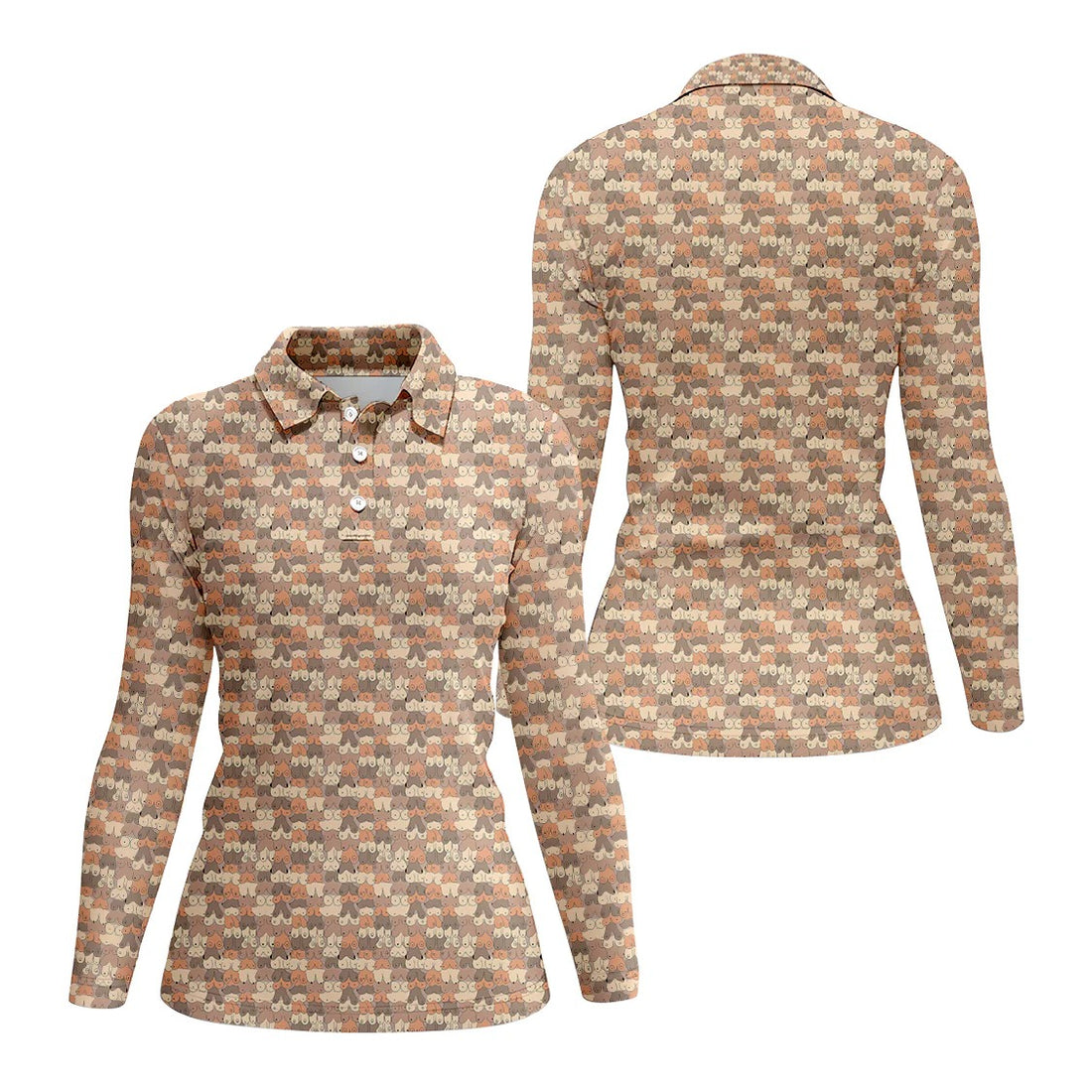 Funny Golf Pattern Golf Shirt For Women, Christmas Golf Shirt Polos, Ladies Golf Apparel