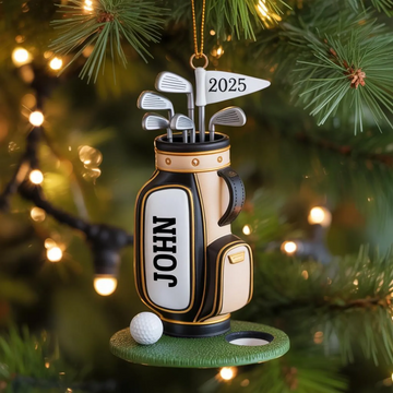 Personalized Golf Bag Acrylic Ornament, Custom Name Golf Ornament, Gift For Golf Lover, Xmas Ornament