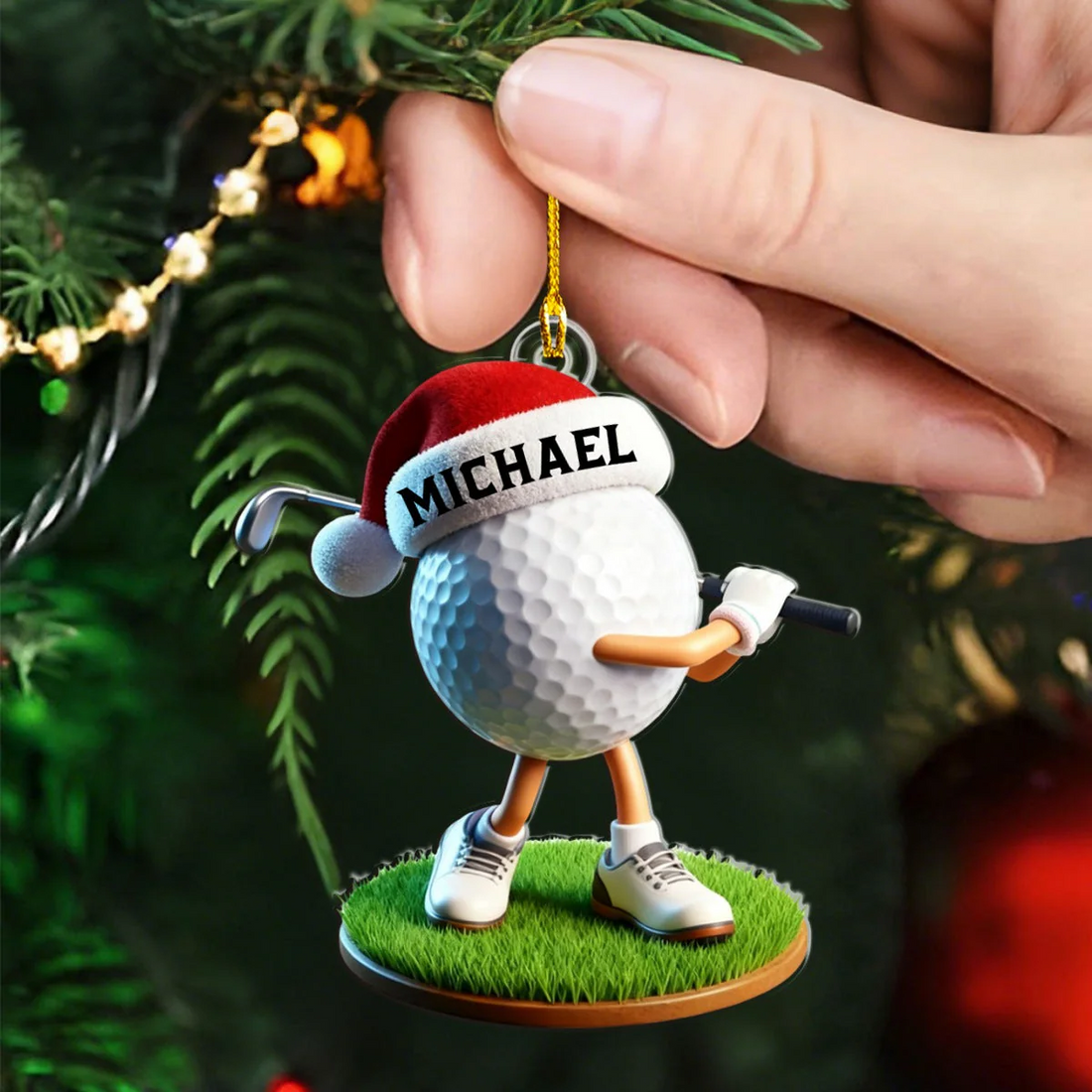 Custom Name Golf Ornament, Golf Keychain, Golf Accessories, Christmas Golf Gift, Gift For Golf Dad