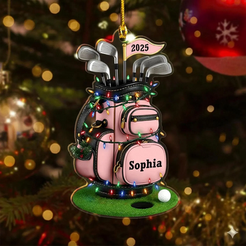 Custom Name Golf Bag Ornament, Personalized Golf Acrylic Ornament, Christmas Golf Gift, Custom Golf Gift