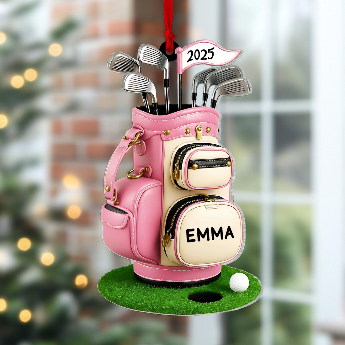 Personalized Golf Bag Acrylic Ornament, Golf Bag Ornament, Christmas Golf Gift, Gift For Golf Lover