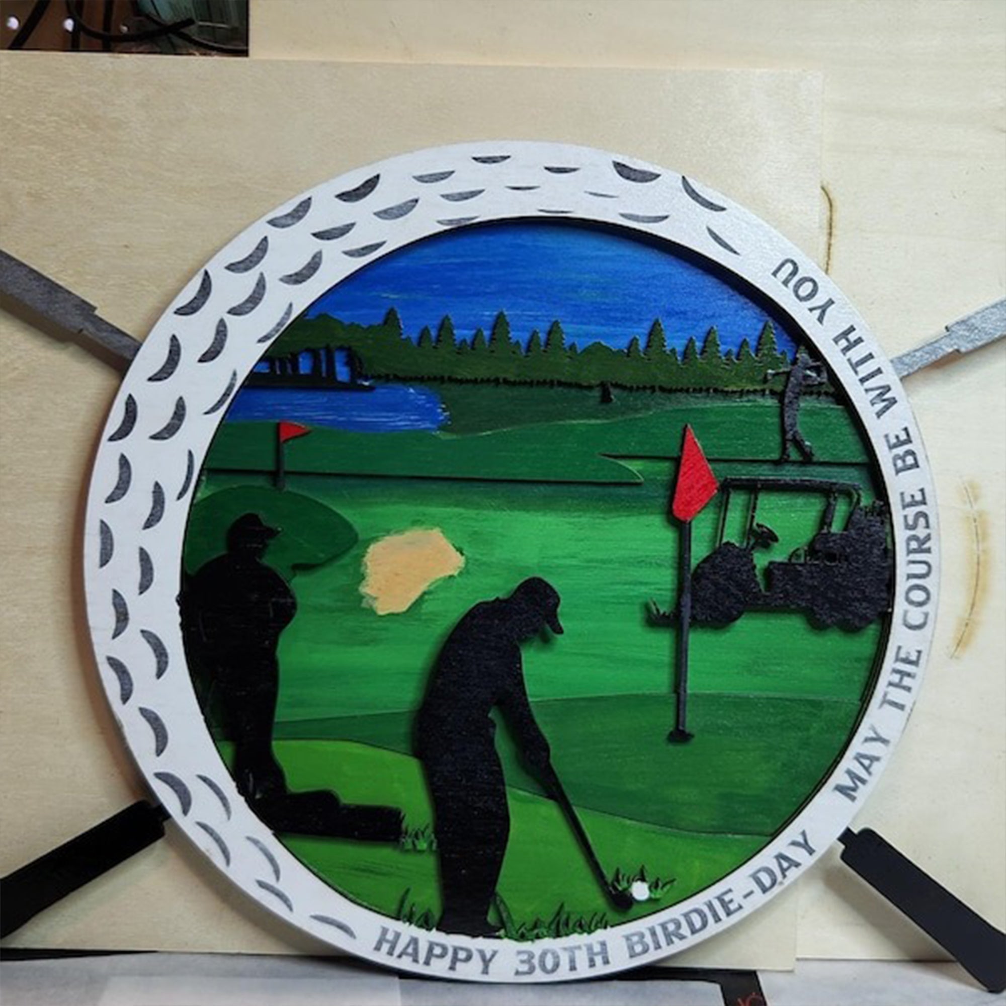 Happy Birdie Day Golf Ball Art, Custom Golf Wood Sign, Gift For Golfer ...