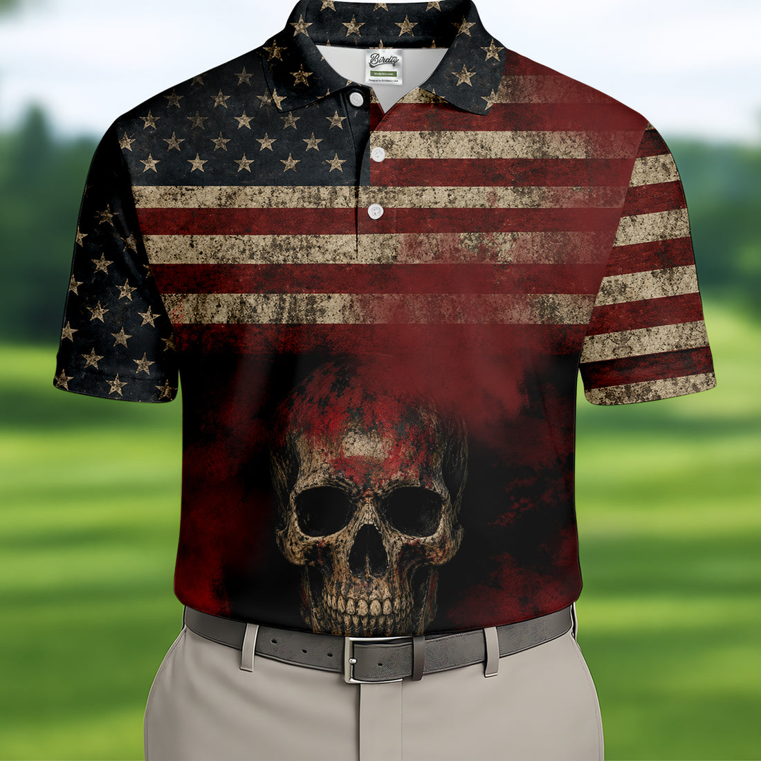 Cool Skull Faith Cross Distressed US Flag 4th Of July Golf Shirt, 250 Years Polo Shirts For Men