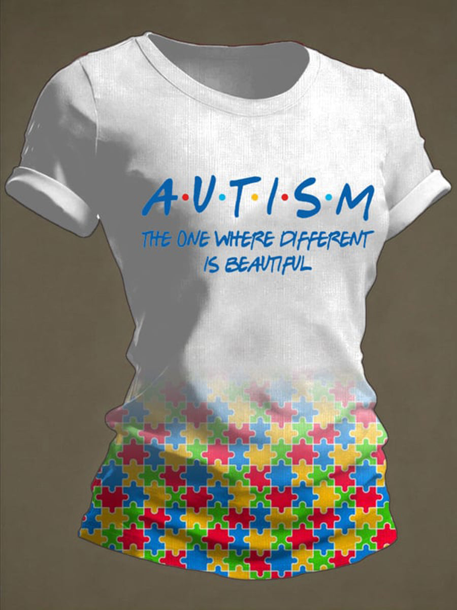 Women's Autism Awareness Print t-shirt, Autism Awareness Shirt, Autistic Gifts For Adults