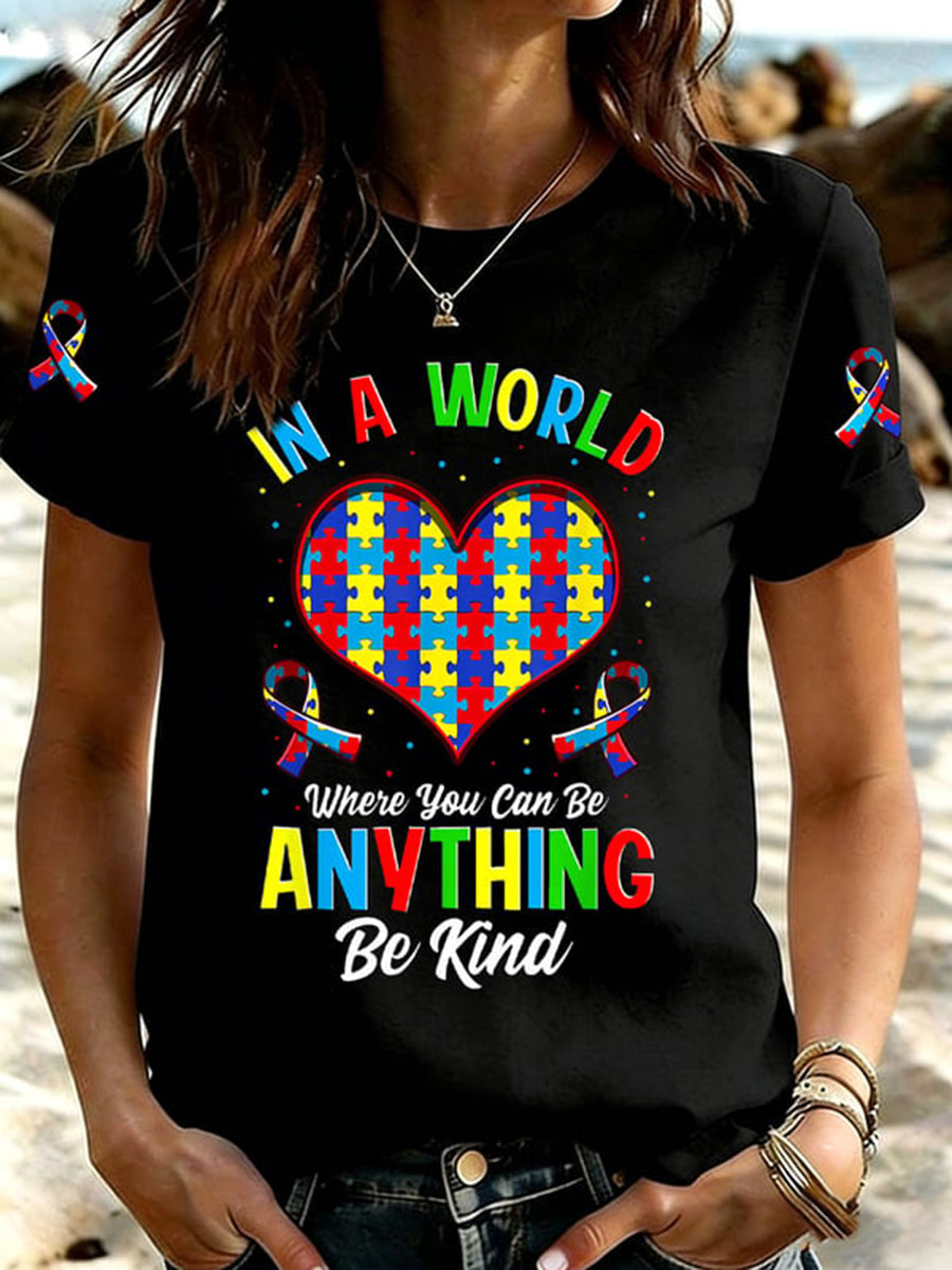 Women's Autism Acceptance Crew Neck t-shirt, Autism Awareness Shirt, Autistic Gifts For Adults